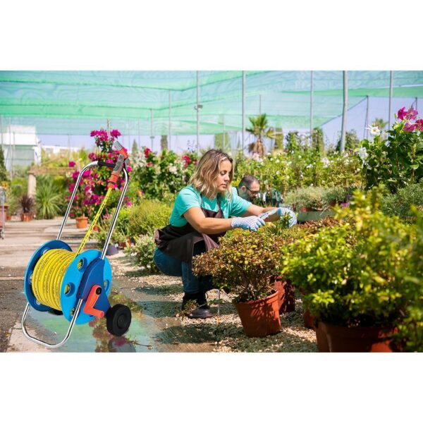 Furtun cu carucior pentru gradina, pistol de stropit, 1/2", 30 m - imagine 2