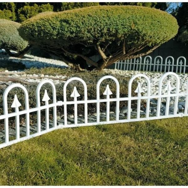 Gard de gradina decorativ, plastic alb, set 4 buc, 60x30.5 cm - imagine 4