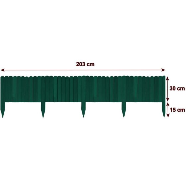 Gard de gradina decorativ din lemn, verde, 200x30 cm - imagine 7