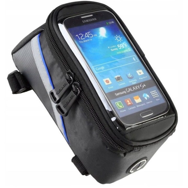 Geantuta de bicicleta cu compartiment pentru telefonul mobil, montare pe cadru, waterproof