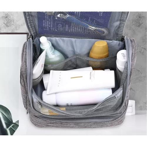 Gentuta de Calatorie pentru Cosmetice Soulima, 12 Compartimente, Buzunar Termic, Waterproof, Gri