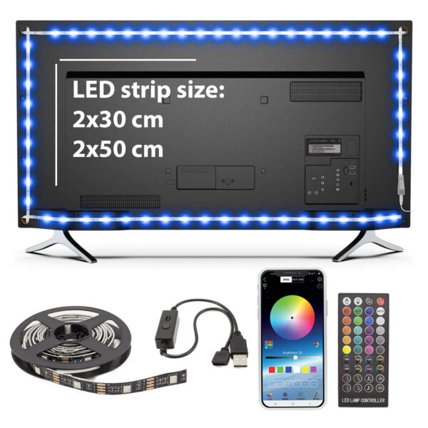 Banda LED SMART SunShine pentru iluminare ambientala TV, 24”-38”, RGB, Bluetooth - imagine 3
