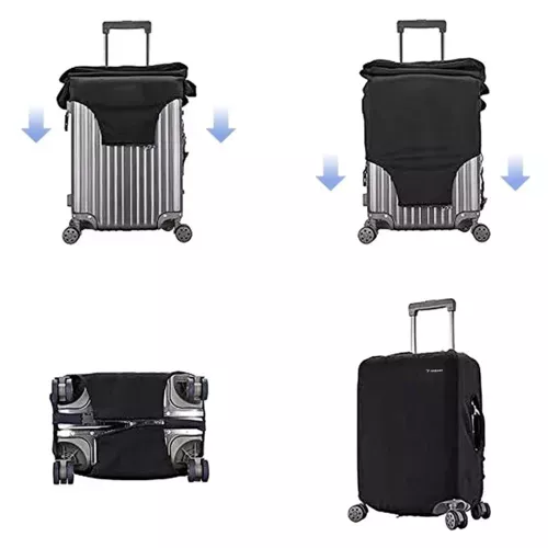 Husa pentru troler TRIZAND, marime L, material flexibil, poliester, protectie impermeabila, Negru