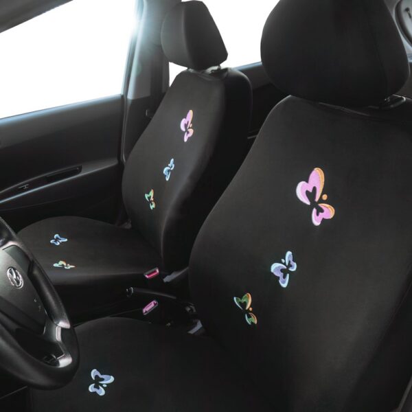 Huse universale scaune auto Carguard, model fluturasi, poliester, negru - imagine 2