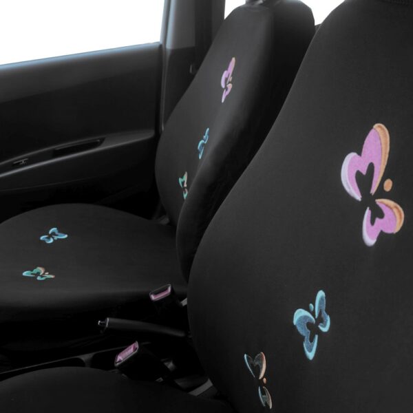 Huse universale scaune auto Carguard, model fluturasi, poliester, negru - imagine 3