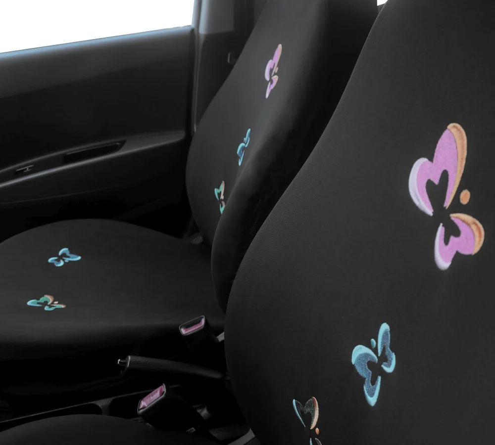 Huse universale scaune auto Carguard, model fluturasi, poliester, negru