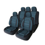 Huse universale premium scaune auto Carguard, albastru + negru, poliester, suport lombar