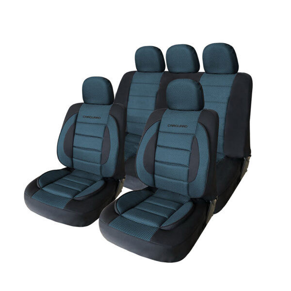 Huse universale premium scaune auto Carguard, albastru + negru, poliester, suport lombar - imagine 1