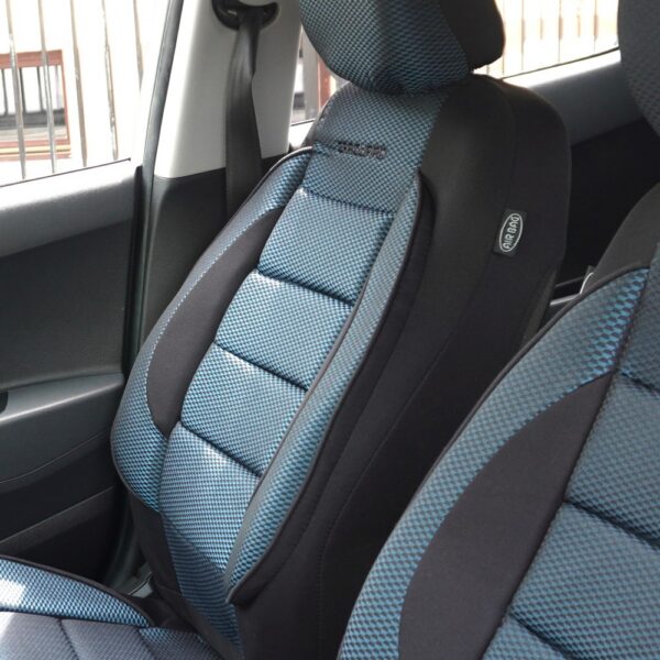 Huse universale premium scaune auto Carguard, albastru + negru, poliester, suport lombar - imagine 3