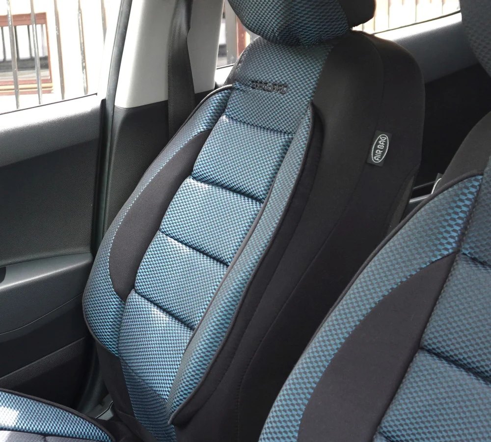 Huse universale premium scaune auto Carguard, albastru + negru, poliester, suport lombar 2 Huse universale premium scaune auto Carguard, albastru + negru, poliester, suport lombar