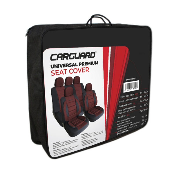 Huse universale premium scaune auto Carguard, rosu + negru, poliester, suport lombar - imagine 4