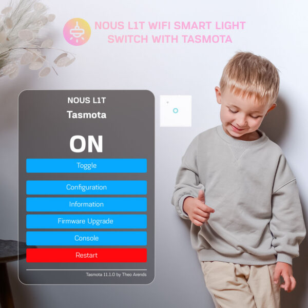 Intrerupator Inteligent Nous L1T Wifi, Tasmota, Touch, 1 canal - imagine 2