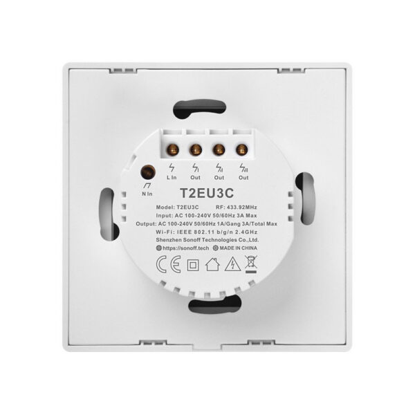 Intrerupator Smart  cu Touch WiFi + RF 433 Sonoff T2 EU TX, (3 canale) - imagine 4