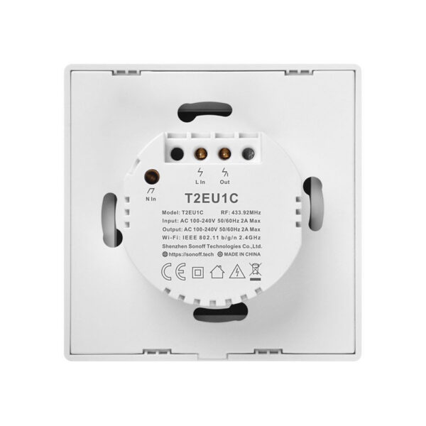 Intrerupator Smart  cu Touch WiFi + RF 433 Sonoff T2EU1C TX, (1 canal) - imagine 4