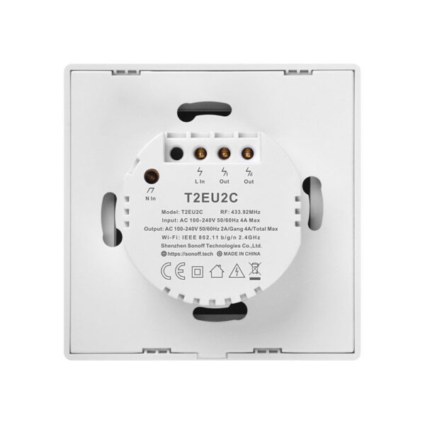 Intrerupator Smart  cu Touch WiFi + RF 433 Sonoff T2 EU TX, (2 canale) - imagine 4