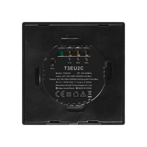 Intrerupator Smart  cu Touch WiFi + RF 433 Sonoff T3 EU TX, (2 canale) - imagine 3