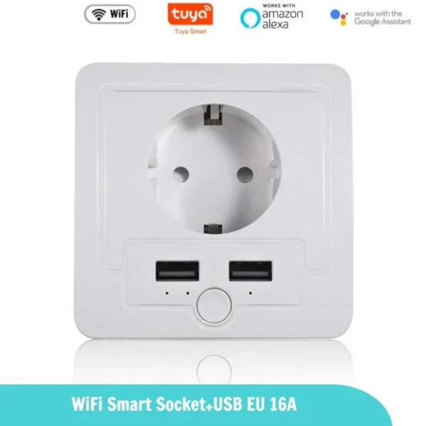 Priza inteligenta WiFi incastrata Rovo PW801E, 16A, 2X USB - imagine 8