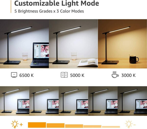 Lampa de birou LED Lepro PR310002 control Touch, 3 moduri, 9W, 750 Lumeni, Negru - imagine 2