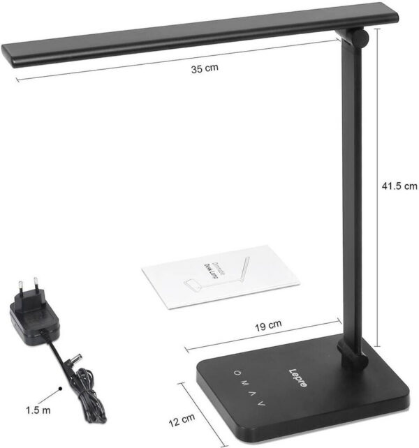 Lampa de birou LED Lepro PR310002 control Touch, 3 moduri, 9W, 750 Lumeni, Negru - imagine 7