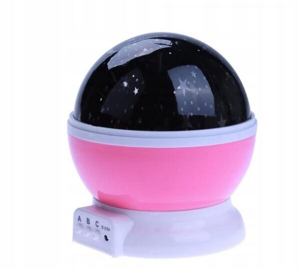 Lampa de noapte cu proiector de stele, multicolor, 2 moduri, 3 functii, USB, 5W, roz - imagine 3