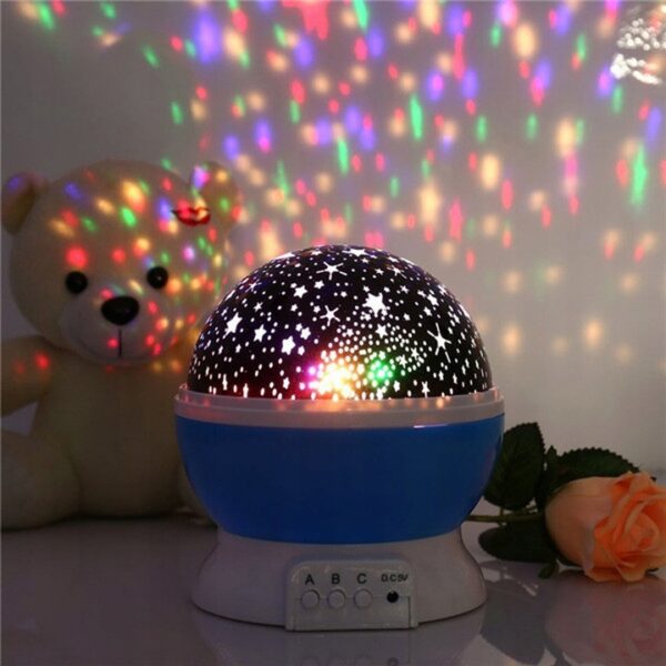 Lampa de noapte cu proiector de stele, multicolor, 2 moduri, 3 functii, USB, 5W, roz - imagine 2