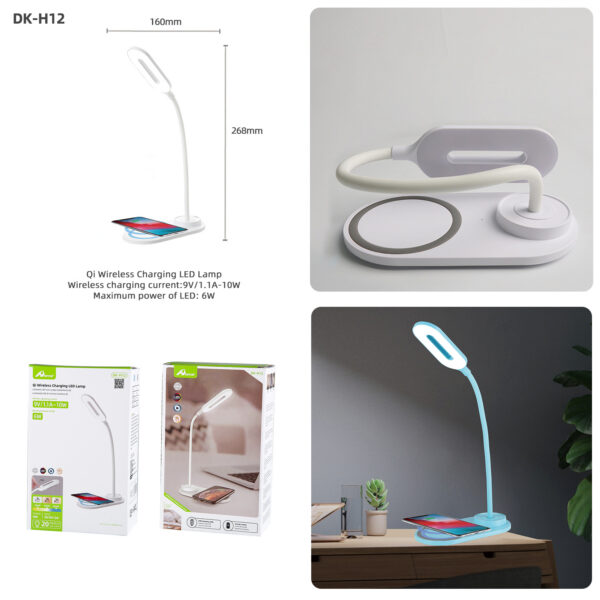 Lampa LED de birou Home DK-H12, Incarcator wireless, 3 moduri, control touch, USB-C, 6W - imagine 4