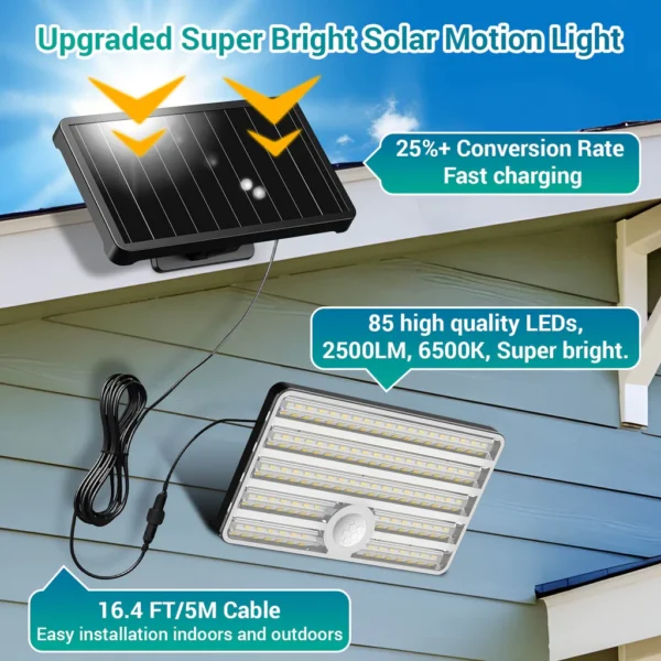 Lampa solara de perete Ustellar LED UT88269, 2500lm, Telecomanda,  3 moduri, senzor de miscare - imagine 3