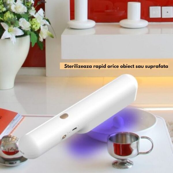 Lampa germicida portabila UV-C Multi LED, PurpleGlow 7W, New Generation, cu acumulator - imagine 12