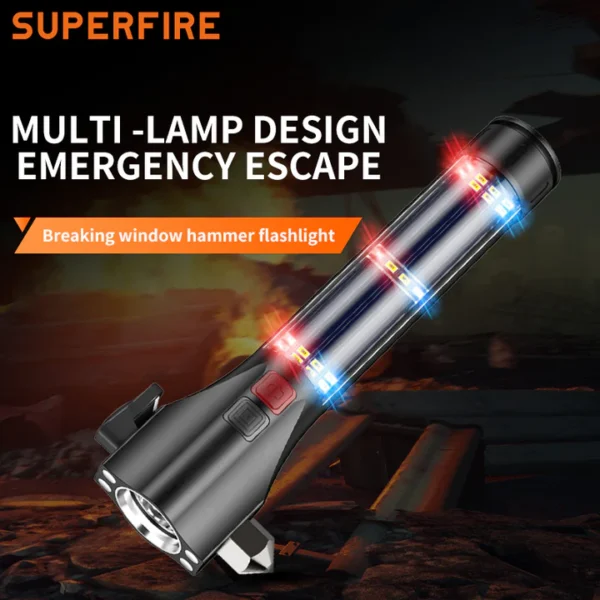Lanterna Solara LED Superfire D30, USB-C, 310lm, 120m, 200mAh, sonerie, lumina de urgenta - imagine 3