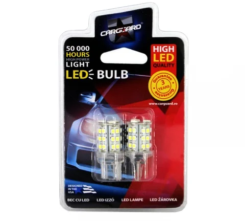 LED pentru lumina de zi Carguard CLD021, 255 lumeni, T20, 12V, set 2 buc