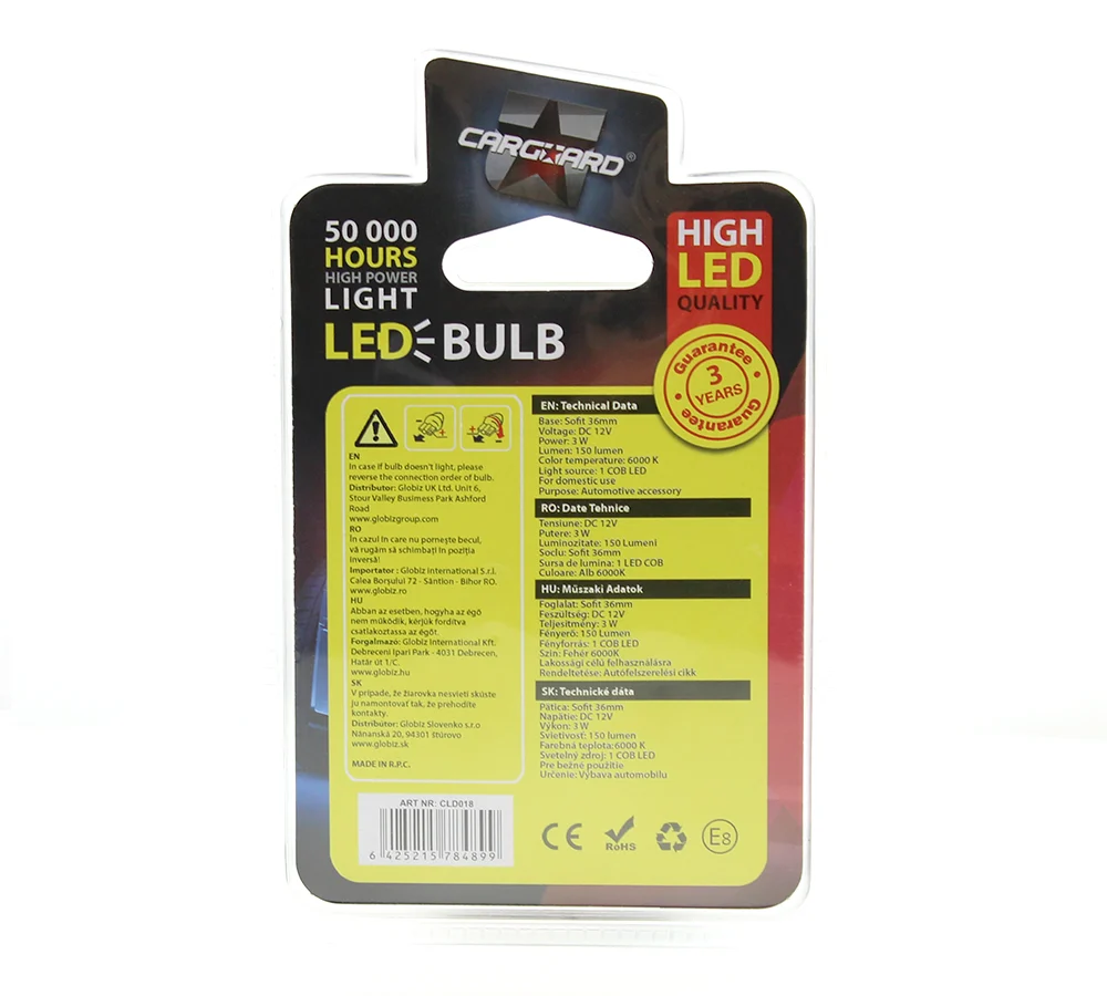 LED sofit pentru plafoniera si numar de inmatriculare Carguard CLD018, 36 mm, 150 lumeni, 12V, set 2 buc 3 LED sofit pentru plafoniera si numar de inmatriculare Carguard CLD018, 36 mm, 150 lumeni, 12V, set 2 buc