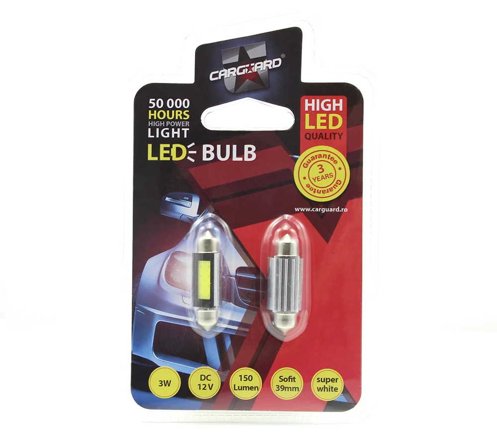 LED sofit pentru plafoniera si numar de inmatriculare Carguard CLD019, 39 mm, 150 lumeni, 12V, set 2 buc