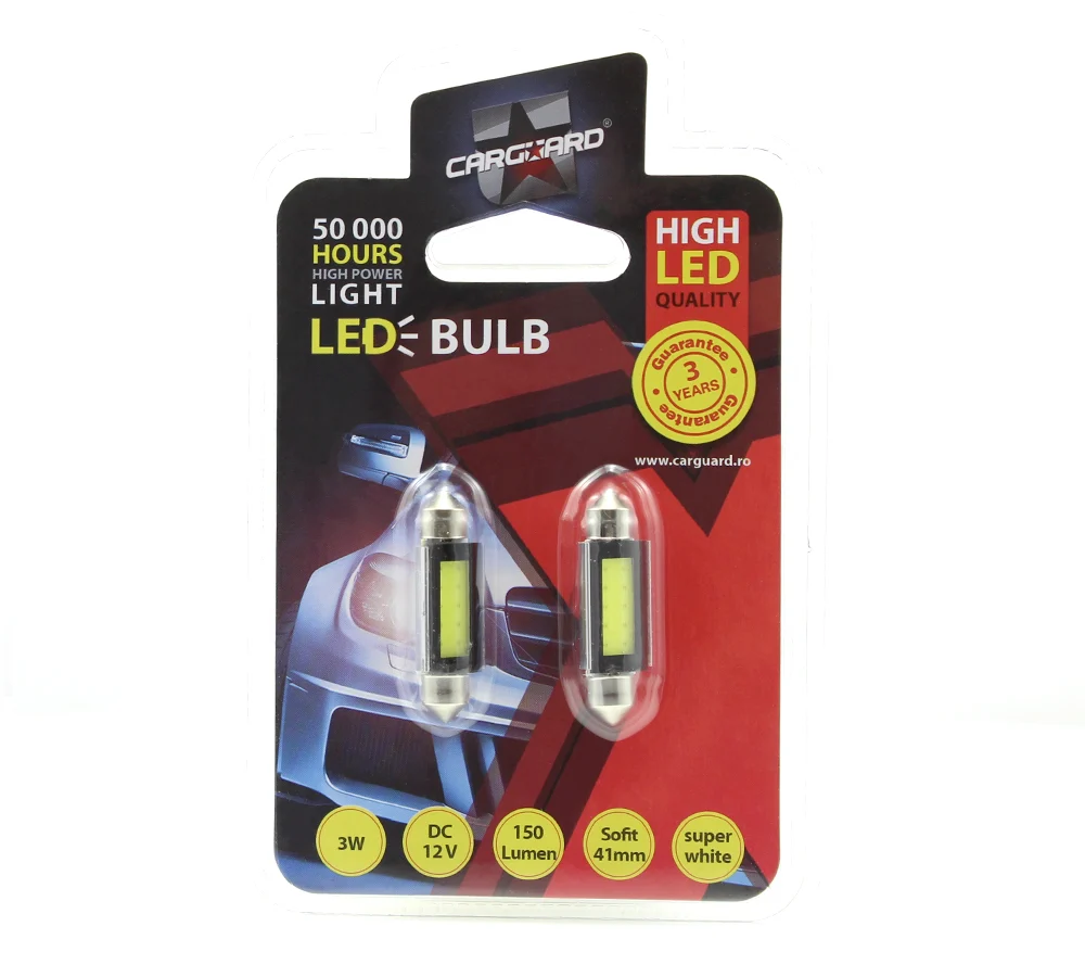 LED sofit pentru plafoniera si numar de inmatriculare Carguard CLD020, 41 mm, 150 lumeni, 12V, set 2 buc