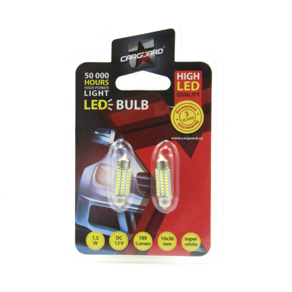 Led Sofit pentru plafoniera si numar de inmatriculare Carguard CLD023, 189 lumeni, 36 mm, 12V, set 2 buc - imagine 3