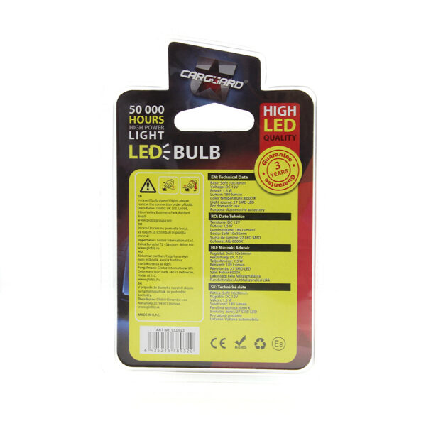 Led Sofit pentru plafoniera si numar de inmatriculare Carguard CLD023, 189 lumeni, 36 mm, 12V, set 2 buc - imagine 4
