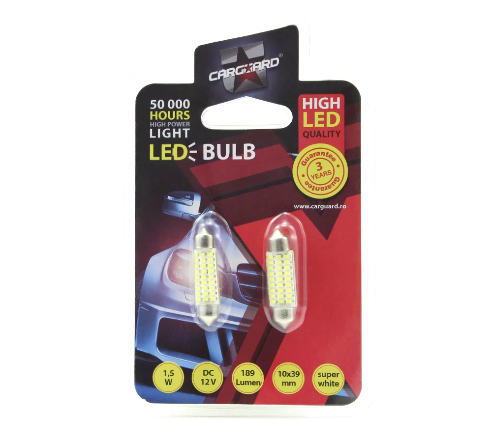 Led Sofit pentru plafoniera si numar de inmatriculare Carguard CLD024, 189 lumeni, 39 mm, 12V, set 2 buc 2 Led Sofit pentru plafoniera si numar de inmatriculare Carguard CLD024, 189 lumeni, 39 mm, 12V, set 2 buc