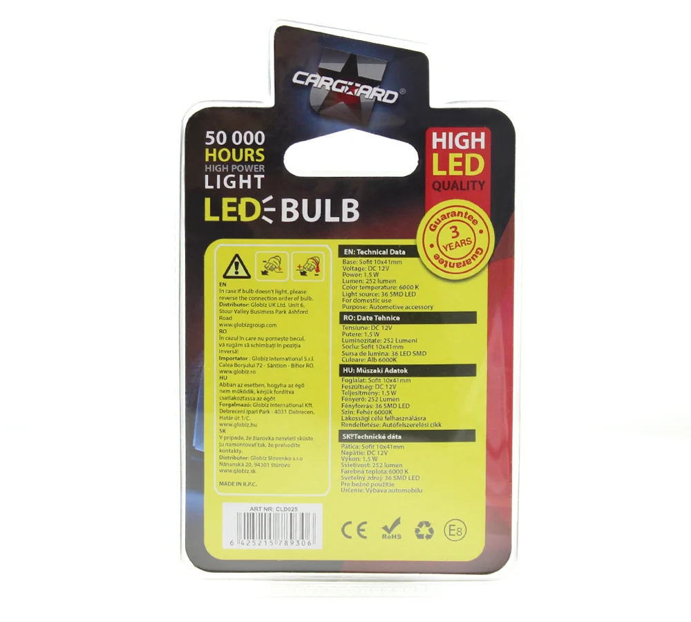 Led Sofit pentru plafoniera si numar de inmatriculare Carguard CLD025, 252 lumeni, 41 mm, 12V, set 2 buc 3 Led Sofit pentru plafoniera si numar de inmatriculare Carguard CLD025, 252 lumeni, 41 mm, 12V, set 2 buc