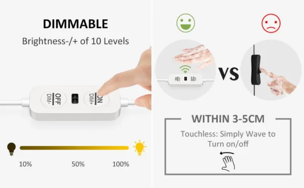 Banda LED Ustellar 12m, 720 Leduri, Senzor de miscare, Lumina alb calda, Dimmer, 3000K - imagine 12