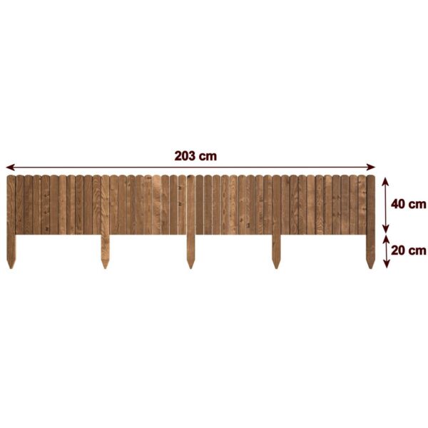 Gard de gradina decorativ din lemn, maro, 200x40 cm - imagine 7