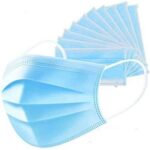 Set 50 bucati masti faciale de protectie, de unica folosinta, 3 straturi, albastru