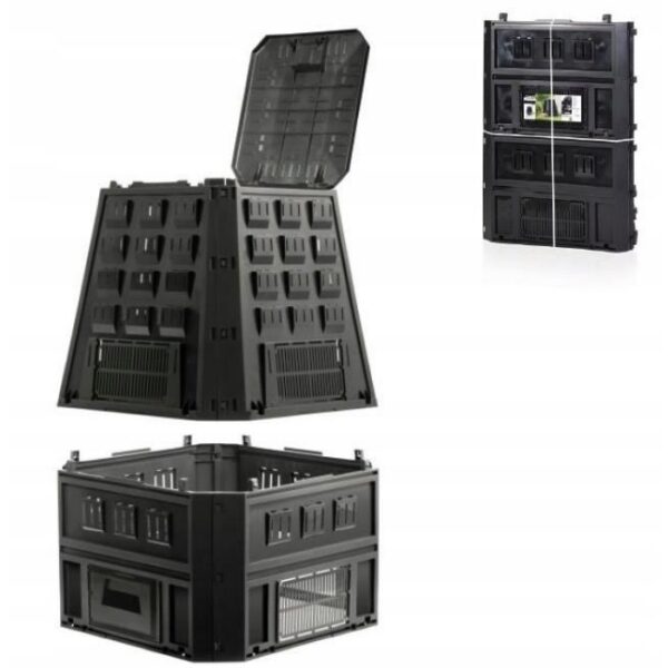 Compostor de gradina, 850 L, negru, Evogreen - imagine 2
