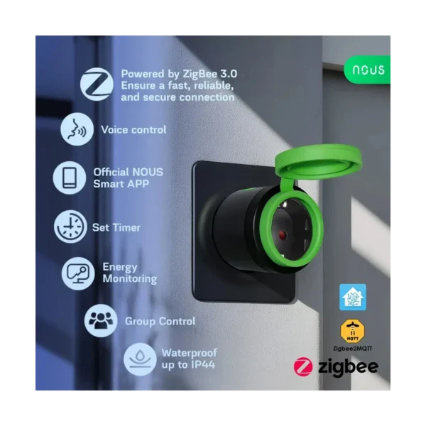 Priza Inteligenta WiFi pentru exterior NOUS A6Z,16A - ZigBee 3.0, Monitorizare energie, IP44 - imagine 8