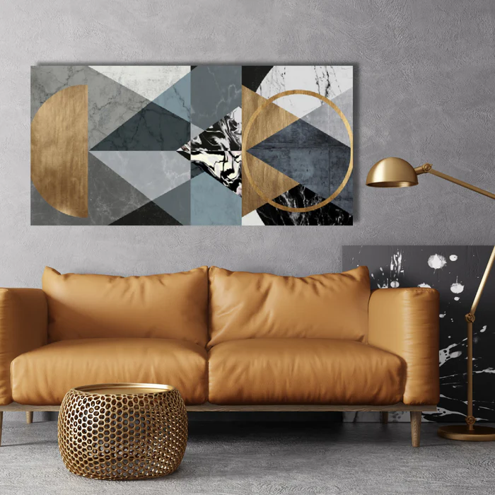 Panou Radiant Ceramic cu Infrarosu ArtHeat, Tip Tablou, Model Abstract Pyramid, Smart WiFi, 120 x 60 cm, Telecomanda, Termostat, 500 W