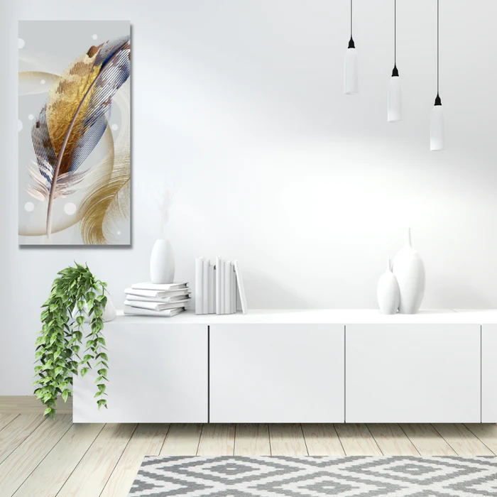 Panou Radiant Ceramic cu Infrarosu ArtHeat, Tip Tablou, Model Fether Gold, Smart WiFi, 120 x 60 cm, Telecomanda, Termostat, 500 W