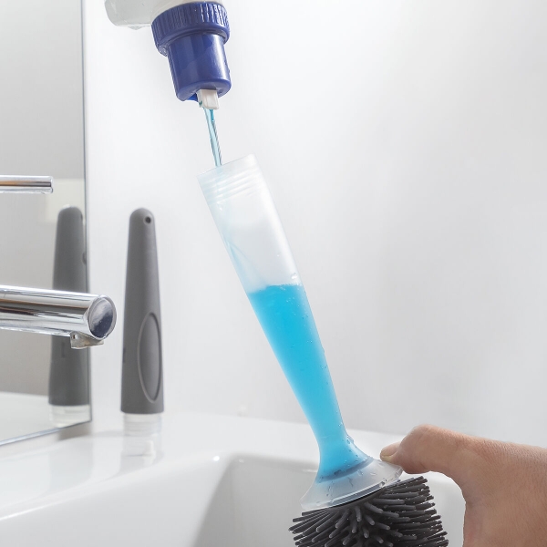 Perie de toaleta Bruilet InnovaGoods cu dozator de detergent, rezervor 100 ml, gri 3 PERIE DE TOALETA CU DOZATOR DE SAPUN BRUILET INNOVAGOODS