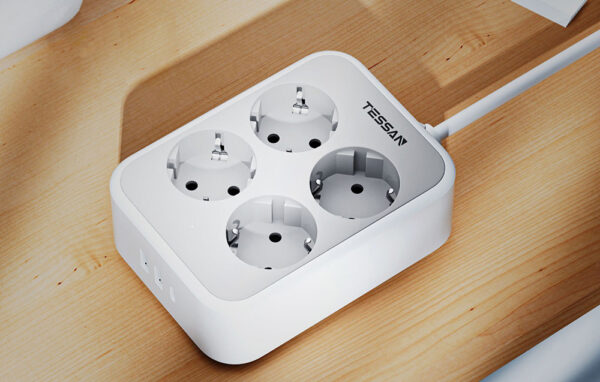 Prelungitor Tessan TS-PS01DE, 4 prize, 2 X USB-A, 1X USB-C, incarcare rapida 25W - imagine 2