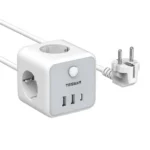 Prelungitor tip cub Tessan TS-301-C, 3 prize, 2 X USB A, 1 X USB-C, cablu 1.5m