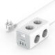 Prelungitor tip cub Tessan TS-306-C, 6 prize, 2 USB, 1 USB-C, 3A, cablu 2m