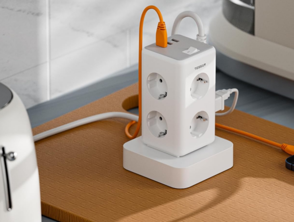 Prelungitor tip Turn Tessan TS-306TS-C, 6 prize, 2 USB, 1 USB-C, 3A, cablu 2m - imagine 4