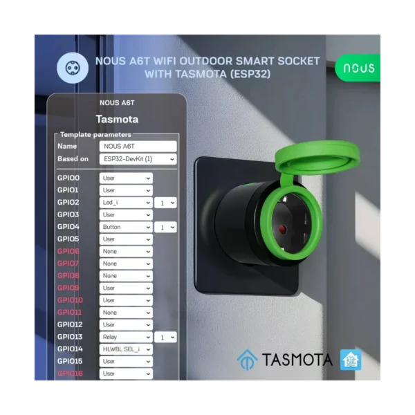 Priza Inteligenta WiFi pentru exterior NOUS A6T, IP44, 16A - Tasmota - imagine 3
